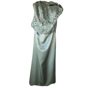 JOVANI Sz 8 Dress Long Formal Strapless Green Beaded Rhinestone Lavish